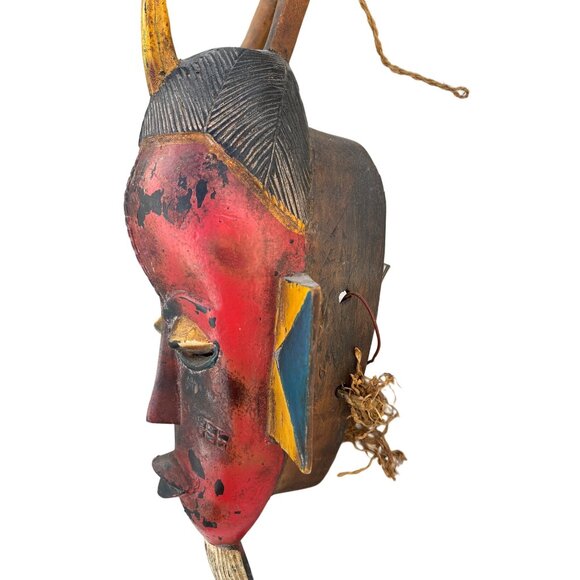 African Tribal Guru Mask worn to Increase Fertility 1980 Tribe Wall Art - Picture 7 of 16